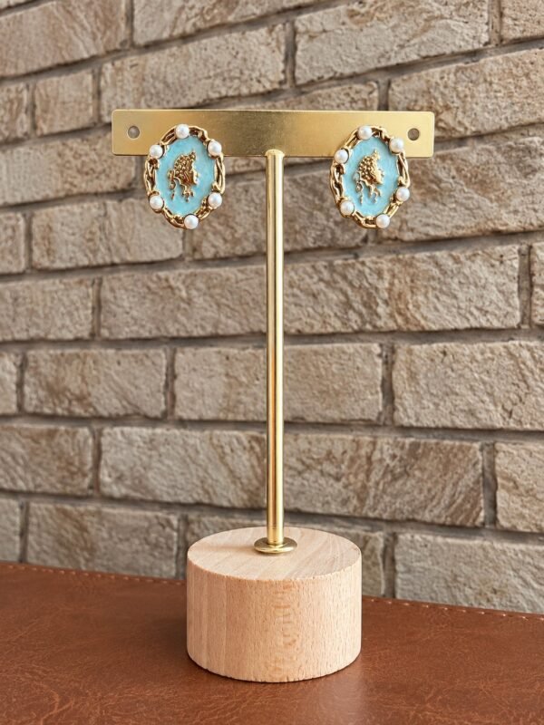 Azure Pearl Crest Earrings - Turquoise 1