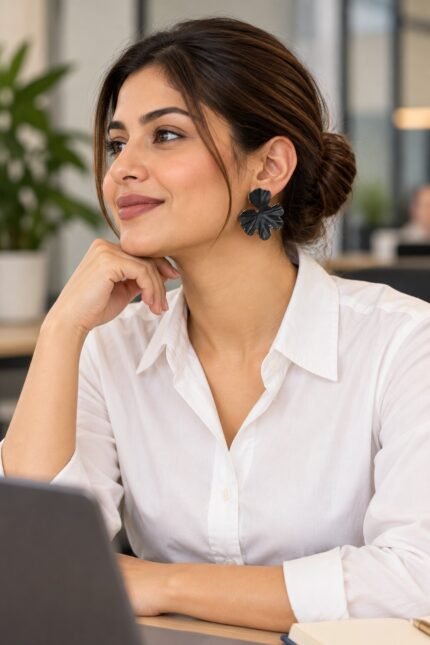 Bloom Sculpt Earrings - Black 2
