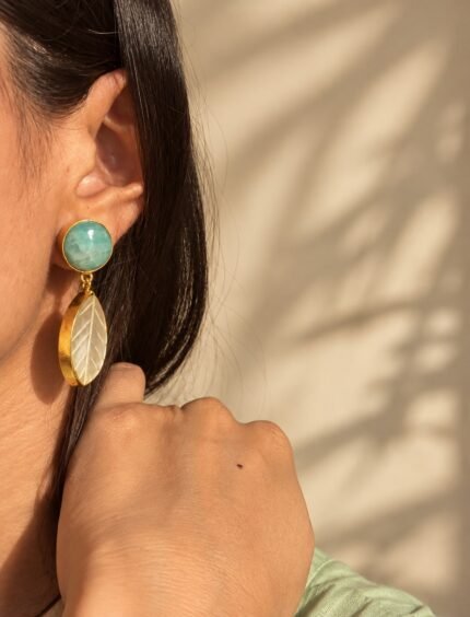 Ivory Fern Earrings - Turquoise 1