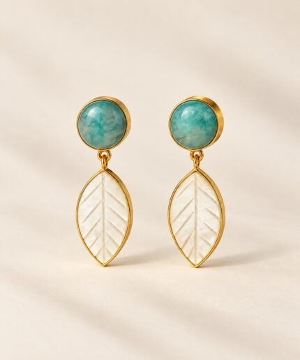 Ivory Fern Earrings - Turquoise 2