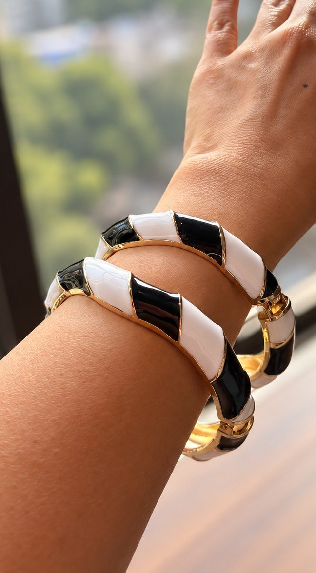 Ivory Noir Twist Bangle 4 Ivory Noir Twist Bangle 4