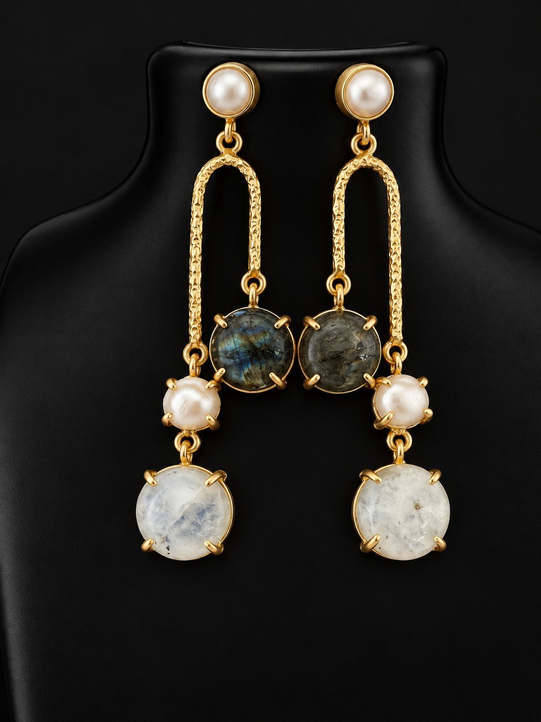 Moonlit Cascade Earrings - Black and White 3 Moonlit Cascade Earrings - Black and White 3