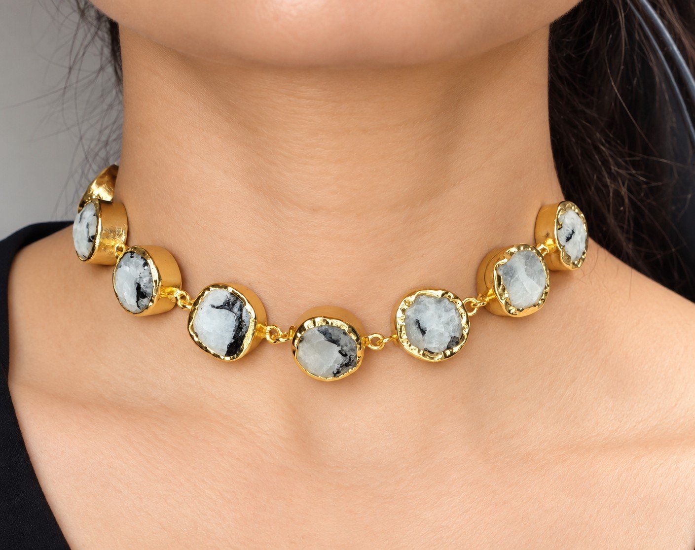 Moonstone Mosaic Choker Set 5 Moonstone Mosaic Choker Set 5