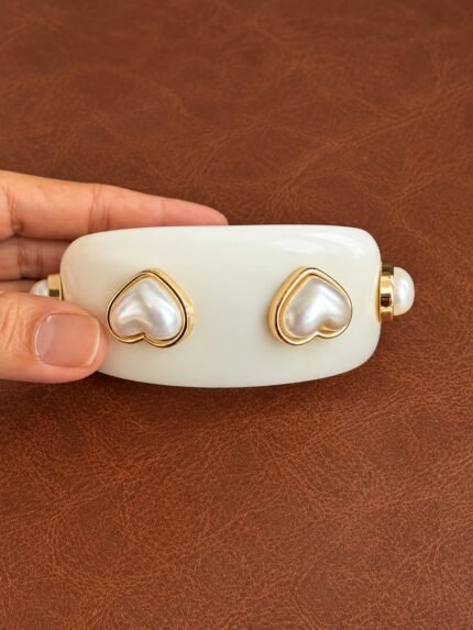 Pearl Heart Cuff Bangle 1