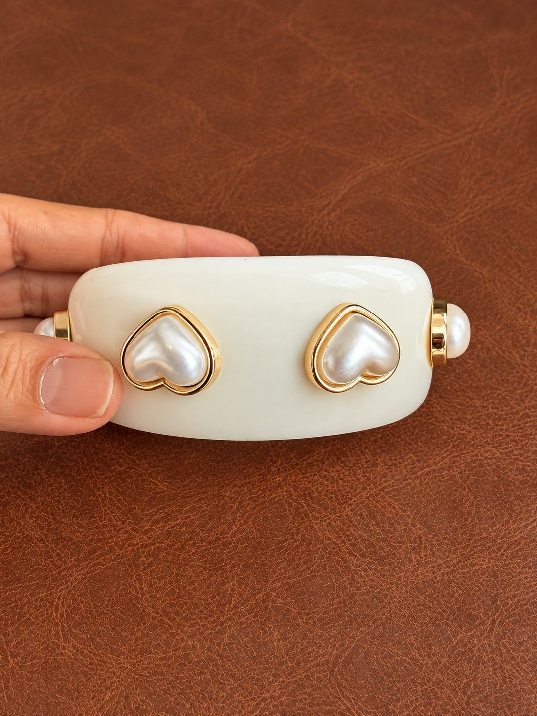 Pearl Heart Cuff Bangle 1 Pearl Heart Cuff Bangle 1
