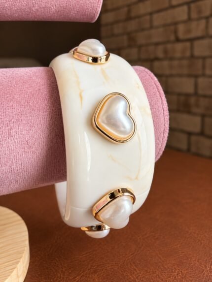 Pearl Heart Cuff Bangle 2