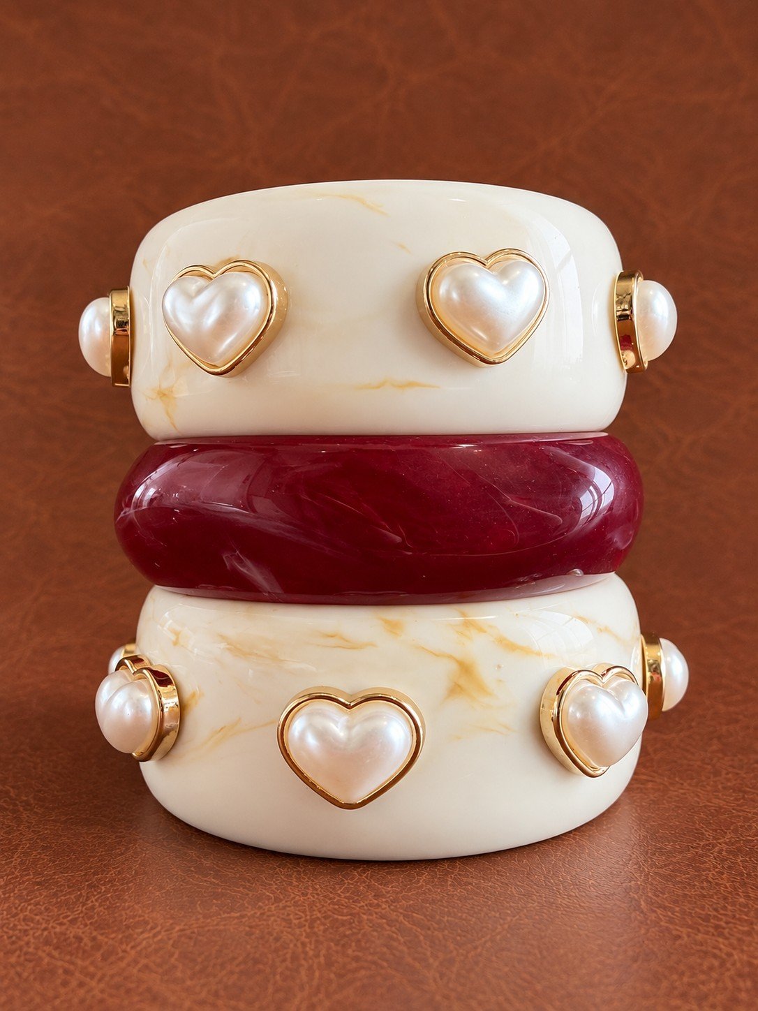 Pearl Heart Cuff Bangle 3 Pearl Heart Cuff Bangle 3