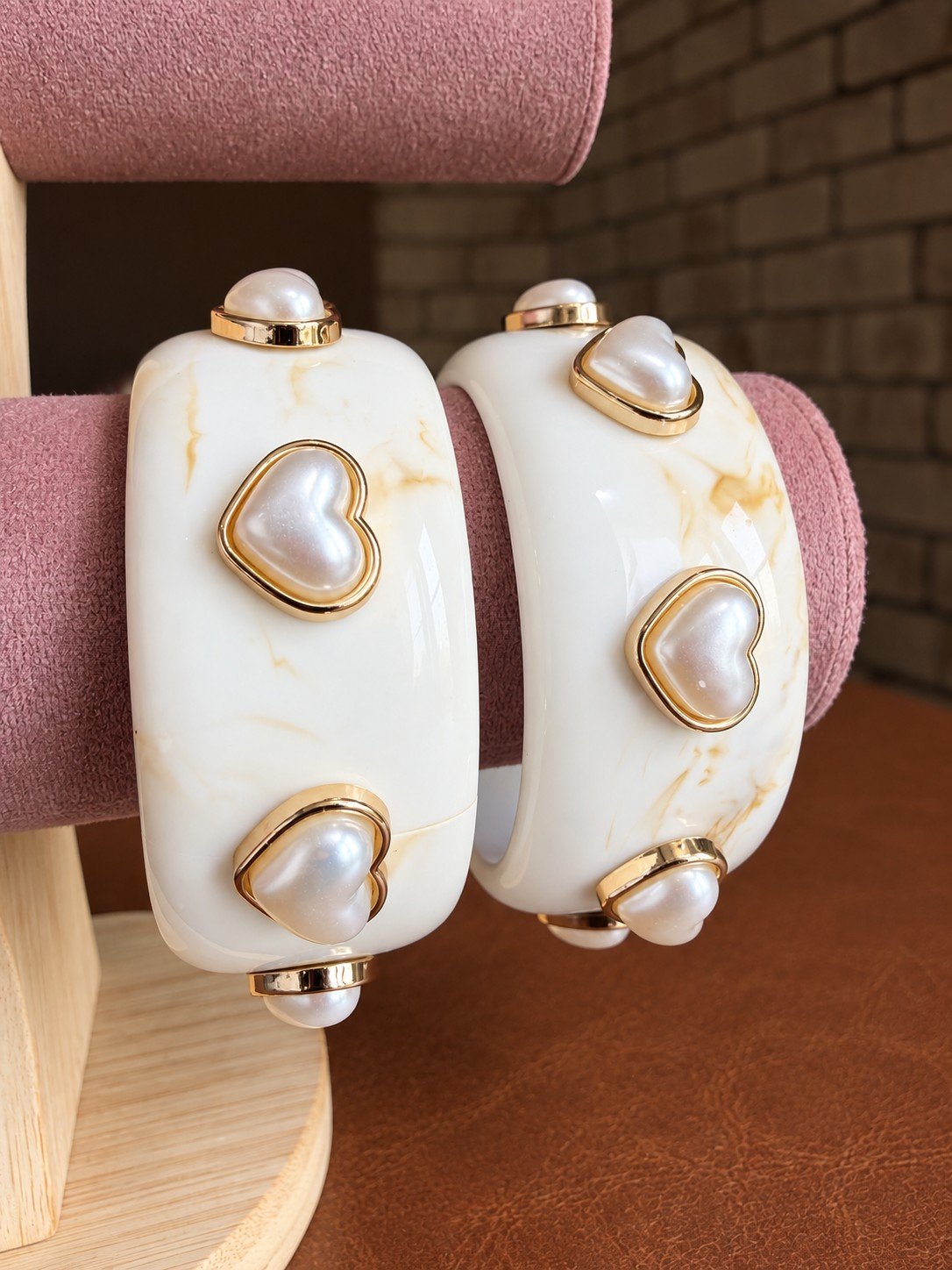 Pearl Heart Cuff Bangle 5 Pearl Heart Cuff Bangle 5